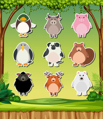 Animal sticker on nature background