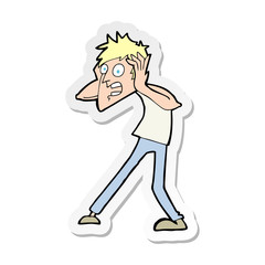 sticker of a cartoon man panicking