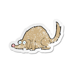retro distressed sticker of a cartoon happy dog
