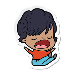 sticker of a cartoon woman talking