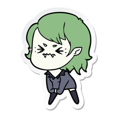 sticker of a annoyed cartoon vampire girl