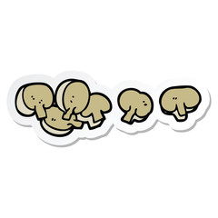 sticker of a cartoon chopped mushrooms