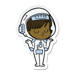 Obraz premium sticker of a cartoon astronaut woman
