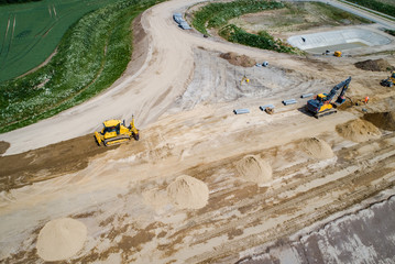 Luftaufnahme - Baustelle einer neuen Umgehungsstraße 