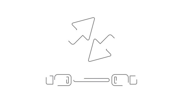 Usb cable transfer animated linear symbol icon 4K