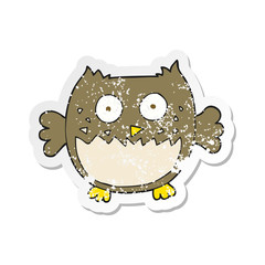 retro distressed sticker of a cartoon owl