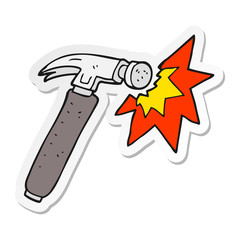 sticker of a cartoon hammer