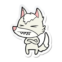 sticker of a angry wolf cartoon