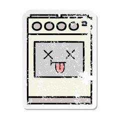 distressed sticker of a cute cartoon kitchen oven
