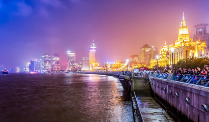 Obraz premium Night View of Shanghai Urban Architecture..