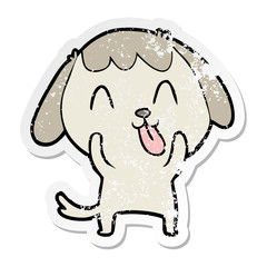 distressed sticker of a cute cartoon dog