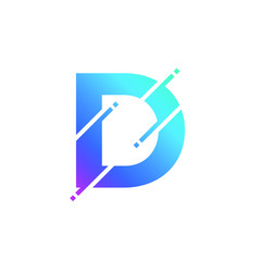 Letter D Glitch Style Alphabet Modern Font Logo Vector Icon 