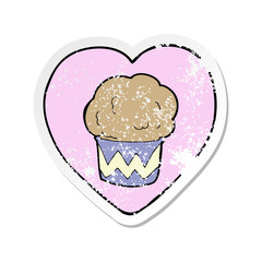 retro distressed sticker of a love baking cartoon