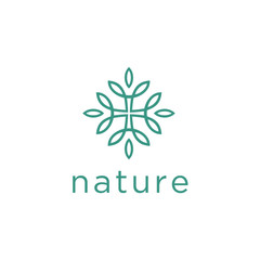 tree in a modern style mono line. Decorative template to create a unique design, logos, signage, posters. Concept for organic shop.