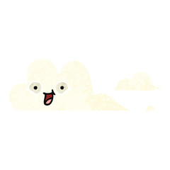 retro illustration style cartoon happy cloud