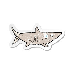 retro distressed sticker of a cartoon happy shark