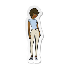sticker of a cartoon modern attractive woman