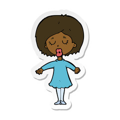 sticker of a cartoon woman in dress