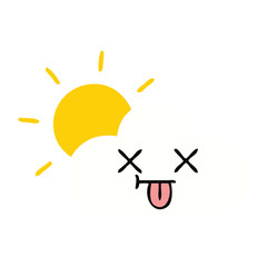 flat color retro cartoon sunshine and cloud