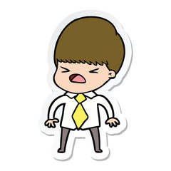 sticker of a cartoon stressed man