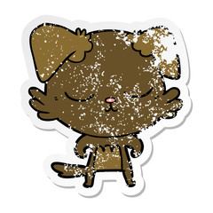 distressed sticker of a cute cartoon dog