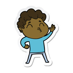 sticker of a cartoon man pouting