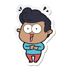 sticker of a cartoon excited man