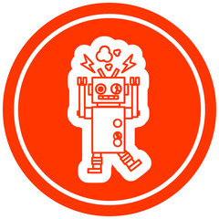 malfunctioning robot circular icon