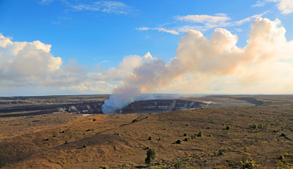 Smoking Halemaumau crater - Hawaii