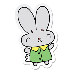 sticker of a cute cartoon tiny rabbit