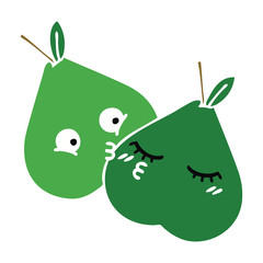flat color retro cartoon pears