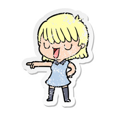 distressed sticker of a cartoon woman
