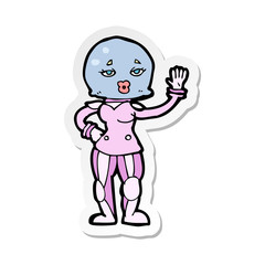 sticker of a cartoon female astronaut