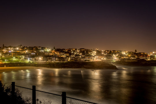 Suburb By The See At Night