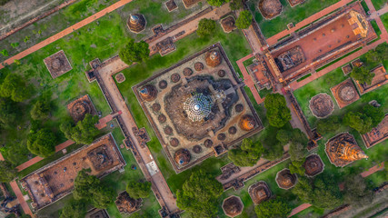 Ayutthaya Historical Park, Phra Nakhon Si Ayutthaya, Ayutthaya, Thailand, view from above.