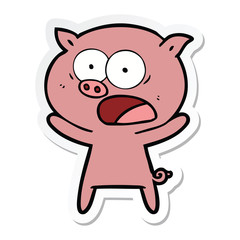 Obraz na płótnie Canvas sticker of a cartoon pig shouting
