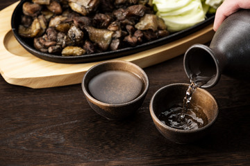 日本酒と地鶏焼き