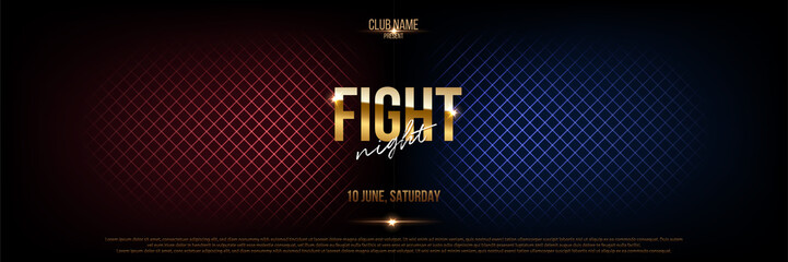 Battle banner vector concept. Fight night competition illustration with glowing versus symbol. Night club event promotion. MMA, wrestling, boxing fight poster