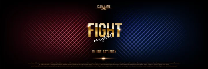Foto op Plexiglas Battle banner vector concept. Fight night competition illustration with glowing versus symbol. Night club event promotion. MMA, wrestling, boxing fight poster © backup16