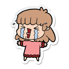 sticker of a cartoon woman in tears