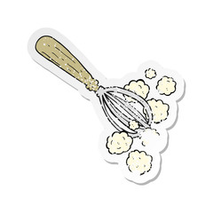 retro distressed sticker of a cartoon whisk
