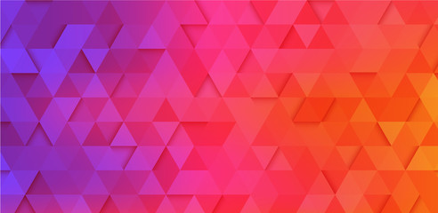 Obraz premium Bright spectrum banner with abstract geometric pattern of triangles.