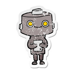 Naklejka premium distressed sticker of a cartoon robot