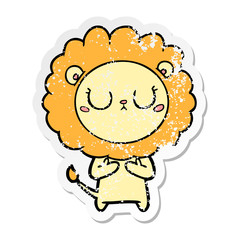 distressed sticker of a cartoon lion