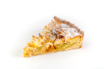 Piece of pie on white background