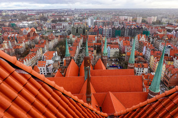 Gdansk, Poland The view over the city from the St. Mary's Church rooftop terrace, a popular tourist...