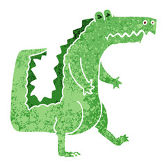 quirky retro illustration style cartoon crocodile