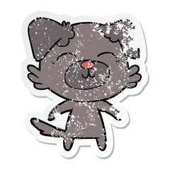 distressed sticker of a cartoon dog