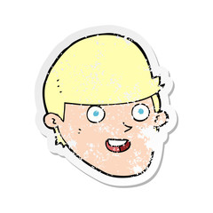 retro distressed sticker of a cartoon man with big chin