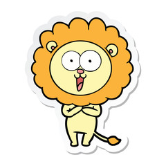 sticker of a happy cartoon lion
